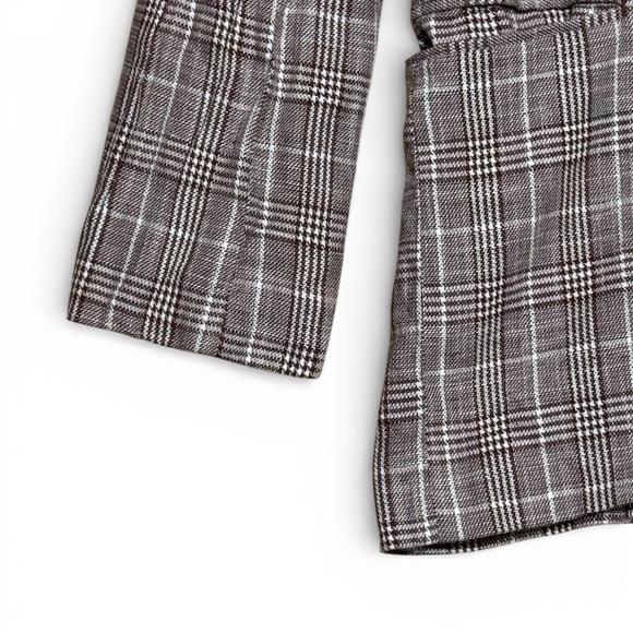 026 ANTHROPOLOGIE Maeve Women's Oversized Linen Plaid Blazer - Brown, Sz 8 - Picture 6 of 9
